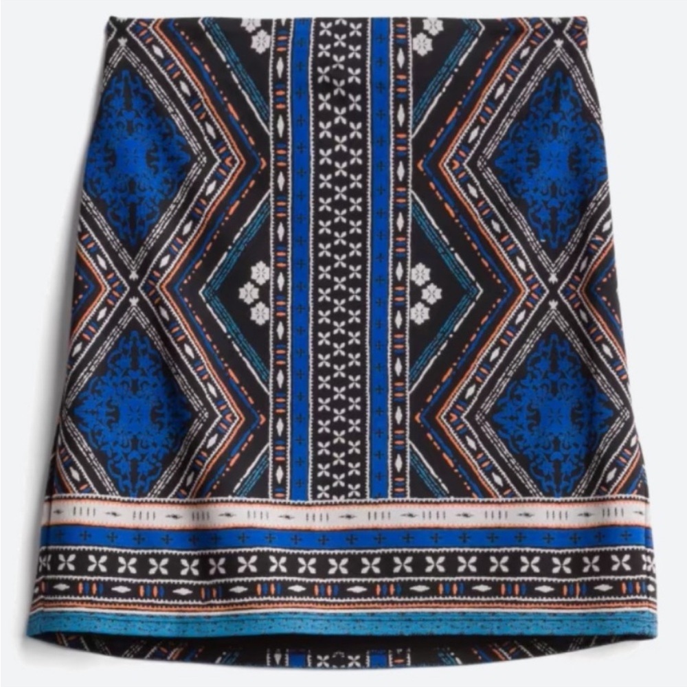 Skies Are Blue Blue and Black Geo-Print Mini Skirt size L